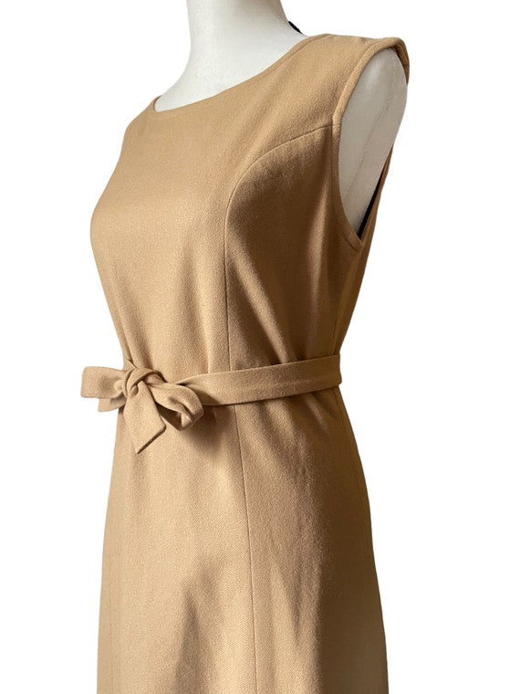 70s tan sheath belted dress | vintage tan paneled… - image 5
