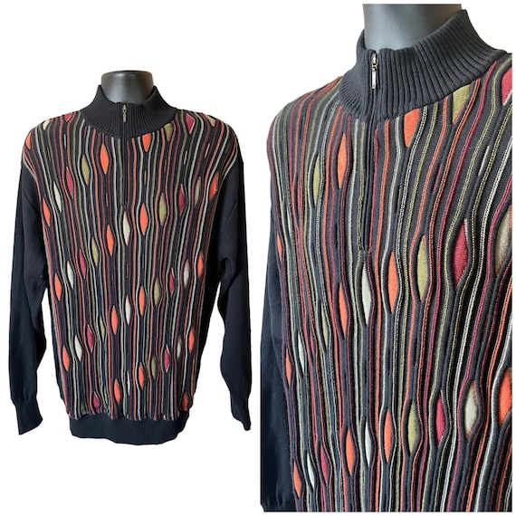 90s black coogi half zip knit sweater | vintage o… - image 1