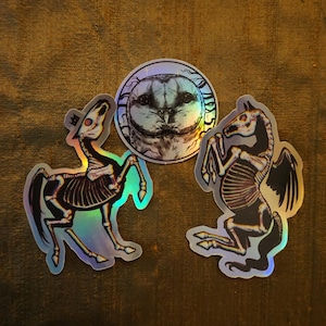 Holographic Animal Sticker - Horses & Owl