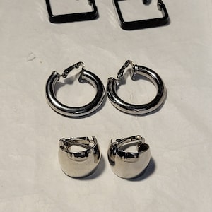 Set of 3 Vintage Hoop Earrings -  Clip On