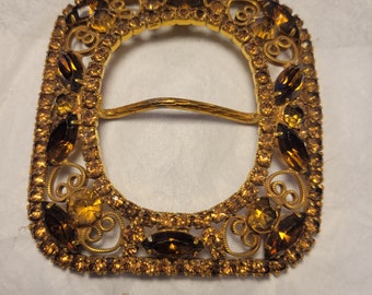 Vintage Juliana Amber Rhinestone Gold Metal Belt Buckle Vintage Juliana Amber Rhinestone Belt Buckle Gun Metal  main image 3