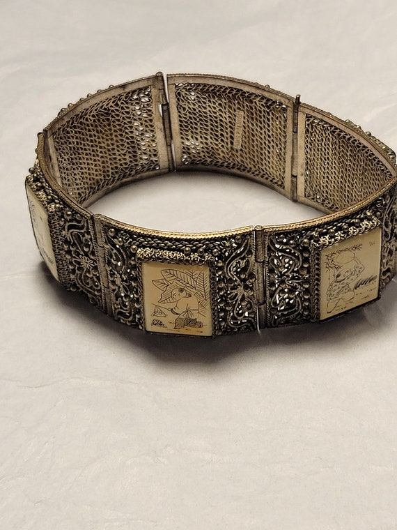 【J196】ヴィンテージ　サウスウェスタン　バングル Rare Vintage Chinese Scrimshaw Bracelet 1900s - Etsy