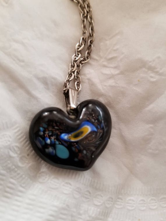 Vintage Murano Glass Heart Necklace - image 2