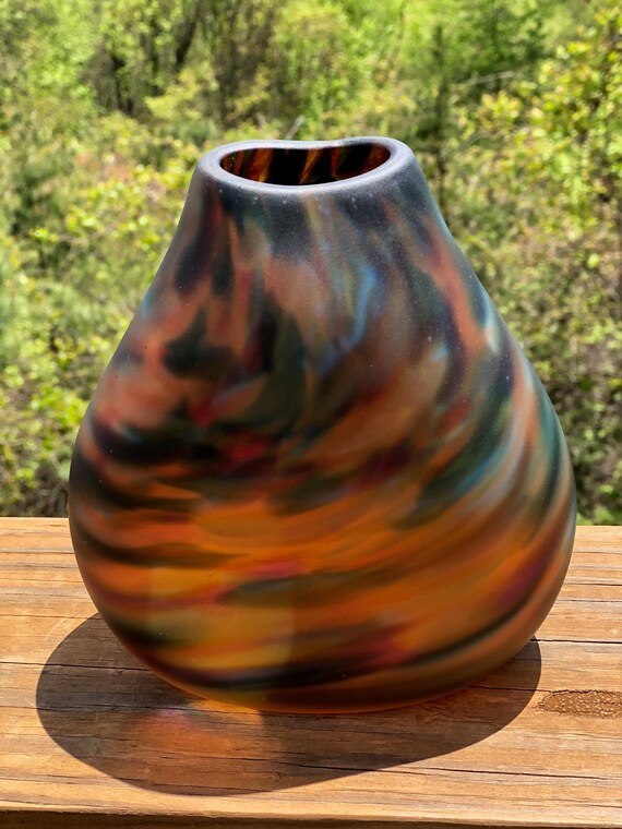 Jewel tone sandblasted smash vase Etsy