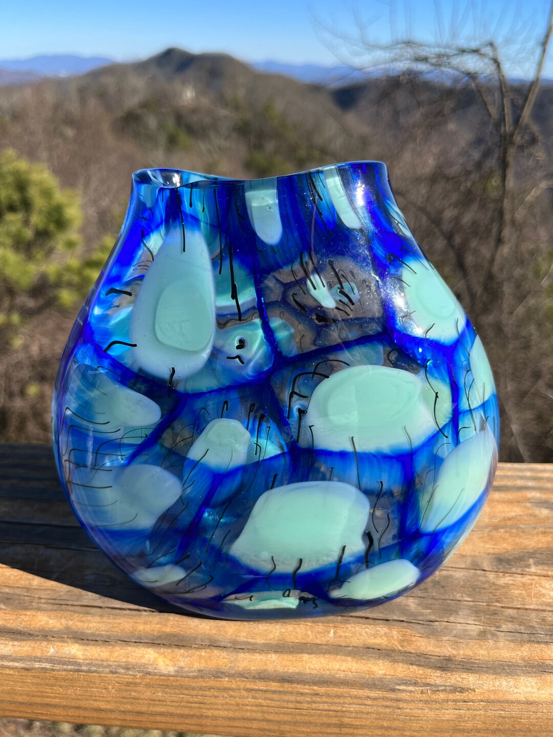 Shades of Blue Murrine Smash Vase Etsy