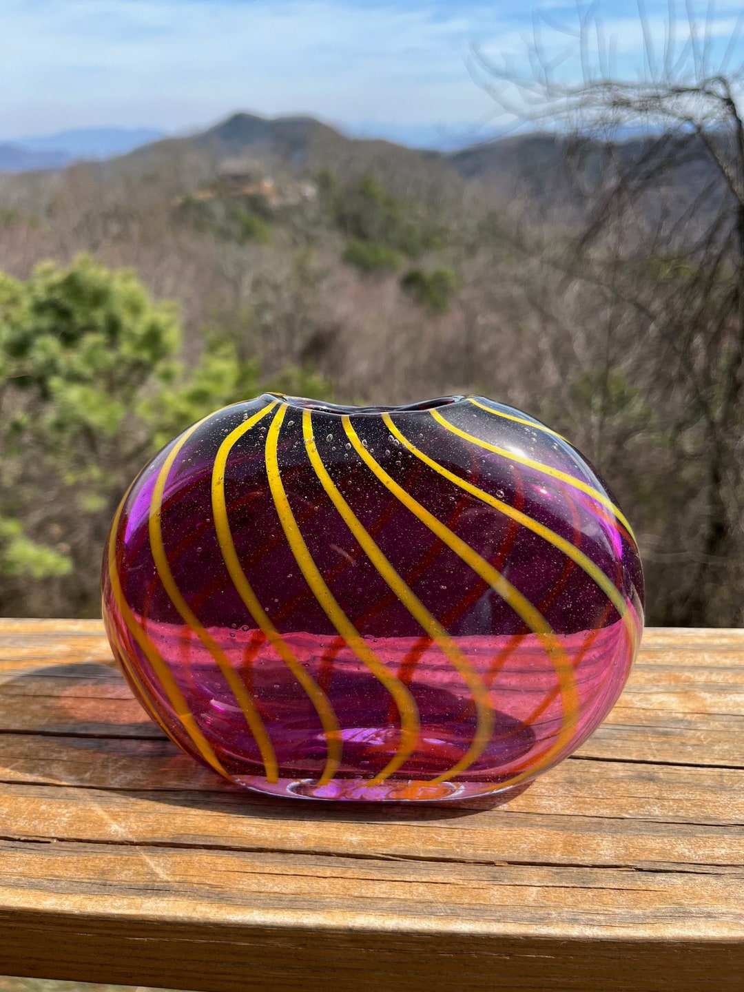 Purple and Yellow Wave Smash Vase Etsy