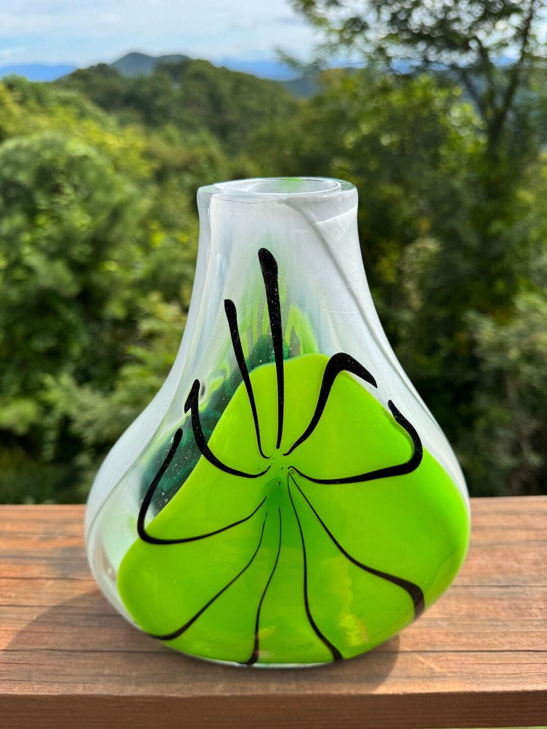 White, Green, and Black Recycled Cane Smash Vase Etsy