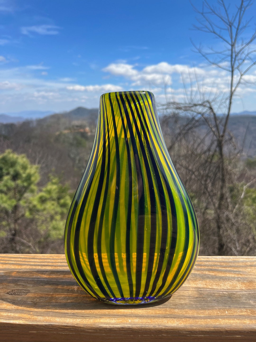 Yellow and Purple Lined Smash Vase Etsy