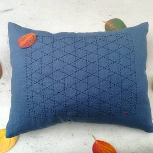 Indigo Blau &quot;Zen&quot; Sashiko Kissenbezug