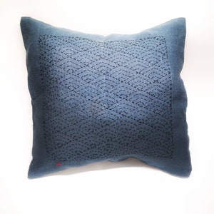 Hygge Sammlung Kissen, rustikale Kissenbezug, japanische Kissenbezug, roh Leinen Kissen, Housewarminggeschenk für sie, blaue Kissenbezüge