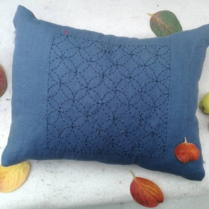 Indigo Blau &quot;Zen&quot; Sashiko Kissenbezug
