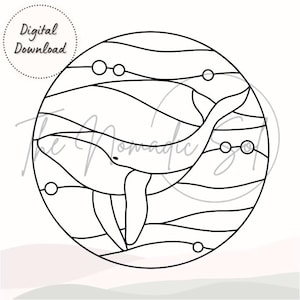 Abstract Humpback Whale Pattern Stained Glass PDF Digital File- 2 Variations included