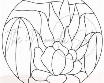 Cactus Cluster Pattern Stained Glass PDF Digital File