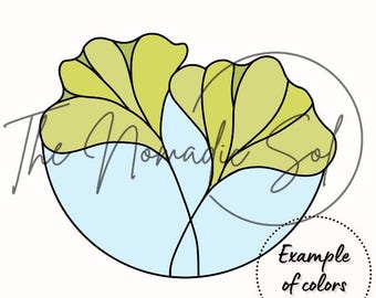 Ginkgo Leaves Pattern Stained Glass PDF Digital File- 3 Design Variations Included