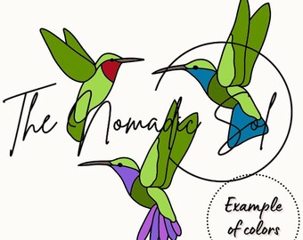 Hummingbirds Bundle Pattern Stained Glass PDF PNG Digital File