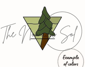 Earth Element with Tree Pattern Stained Glass PDF Digital File