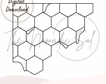 Honeycomb Corner Pattern Stained Glass PDF PNG Digital File