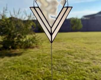 White Diamond Stained Glass Sun Catcher with Glass Prism
