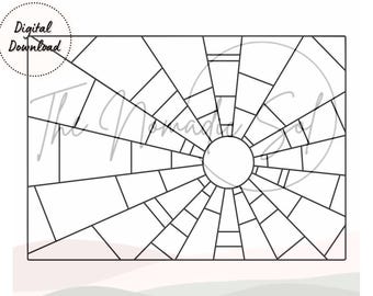 Sun Rays Panel Pattern Stained Glass PDF Digital File