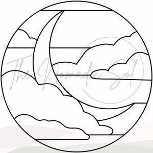 Molnig månhimmelmönster målat glas PDF digital fil