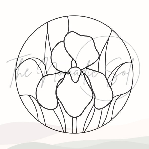 Iris Flower Pattern Stained Glass PDF Digital File