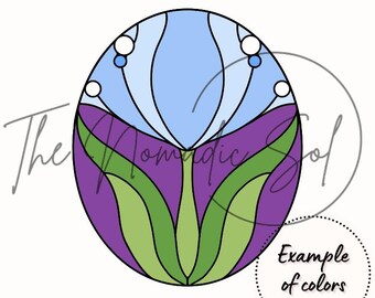 Funky Flower Pattern Stained Glass PDF Digital File- 2 Design Variations Included