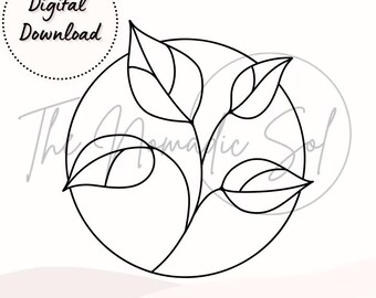 Abstract Leaves Pattern Stained Glass PDF PNG Digital File