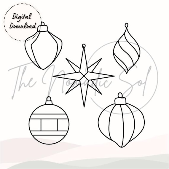 Holiday Ornaments Pattern Stained Glass PDF Digital File