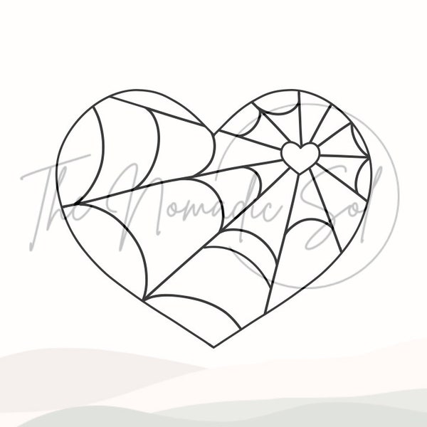 Spiderweb Heart Pattern Stained Glass PDF Digital File