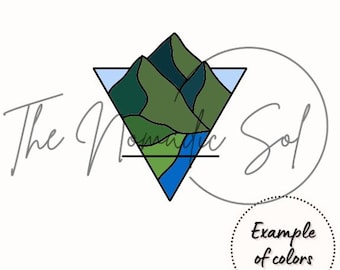 Earth Element with Mountains Pattern Stained Glass PDF Digital File