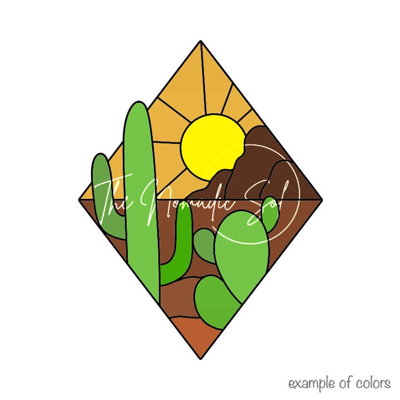 Desert Landscape Pattern Stained Glass PDF Digital File image 2