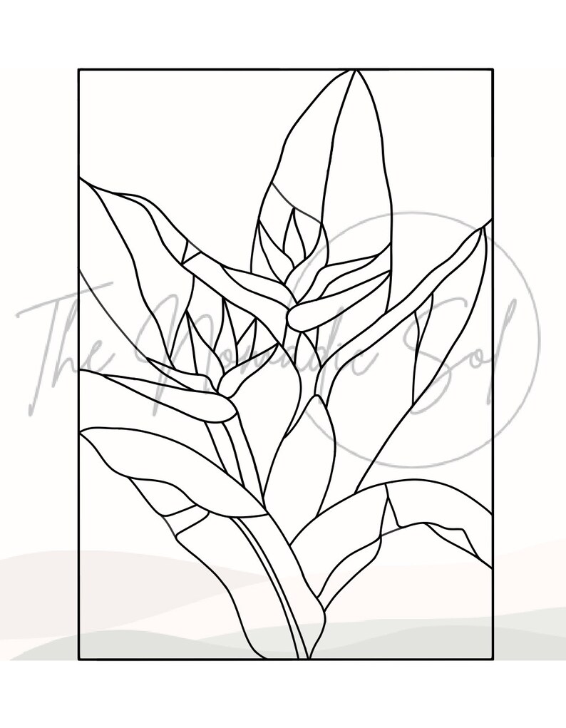 Bird of Paradise Panel Pattern Stained Glass PDF PNG JPG Digital File ...