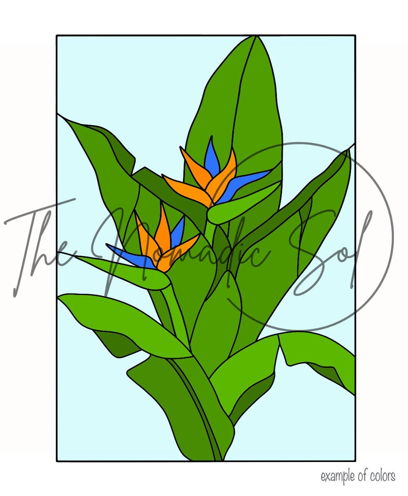 Bird of Paradise Panel Pattern Stained Glass PDF PNG JPG Digital File ...