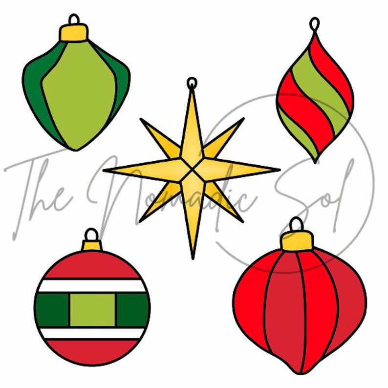 K&ouml;nnte beinhalten: F&uuml;nf Weihnachtsbaumschmuck, darunter ein goldener Stern, ein gr&uuml;n-rot gestreiftes Ornament, ein rot-gr&uuml;n gestreiftes Ornament, ein rotes Ornament mit wei&szlig;en Streifen und ein gr&uuml;nes Ornament mit wei&szlig;en Streifen.