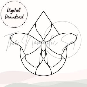 Teardrop Butterfly Pattern Stained Glass PDF PNG Digital File- 2 Variations included