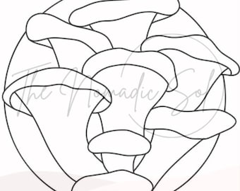 Oyster Mushrooms Pattern Stained Glass PDF Digital File