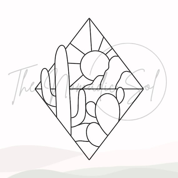 Desert Landscape Pattern Stained Glass PDF Digital File