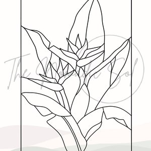 Bird of Paradise Panel Pattern Stained Glass PDF PNG JPG Digital File