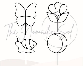 Lot de motifs pour plantes, vitrail PDF PNG JPG fichier numérique