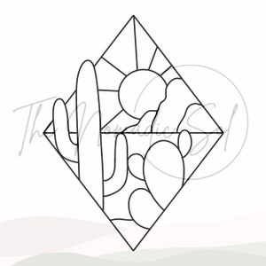 Desert Landscape Pattern Stained Glass PDF Digital File image 3