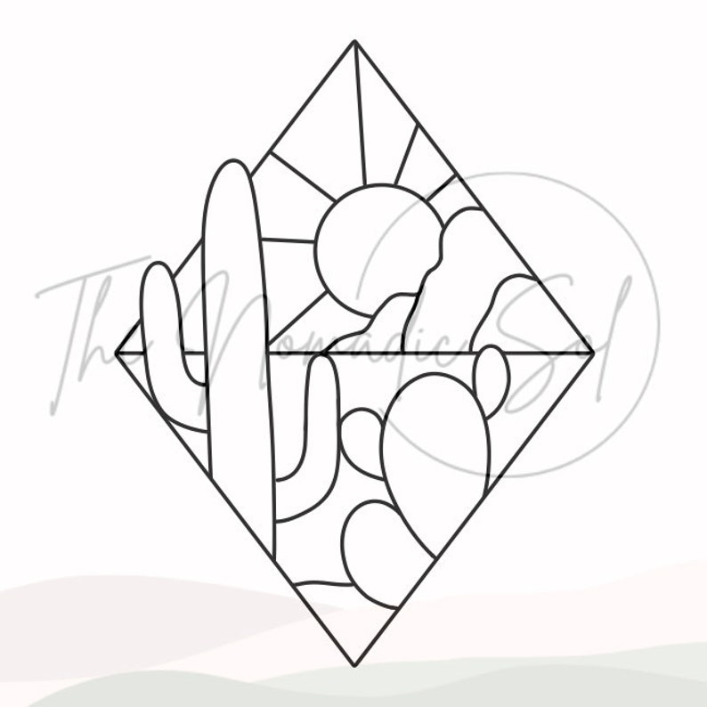 Desert Landscape Pattern Stained Glass PDF Digital File image 3