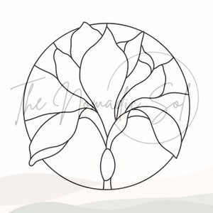 Iris Flower Pattern Stained Glass PDF Digital File
