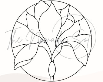 Iris Flower Pattern Stained Glass PDF Digital File