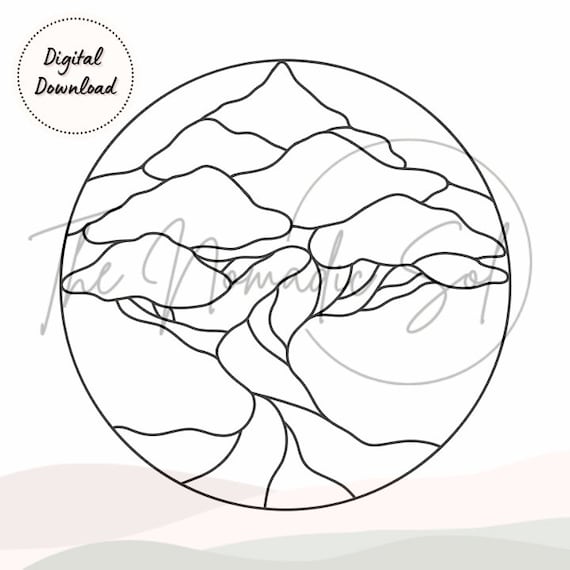 Bonsai Tree Pattern Stained Glass PDF Digital File