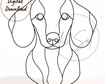 Dachshund Portrait Pattern Stained Glass PDF Digital File- 2 variations included