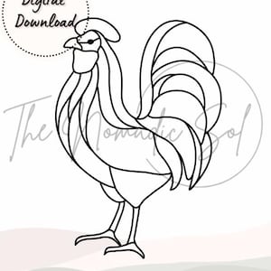 Rooster Pattern Stained Glass PDF Digital File- simplified feet design