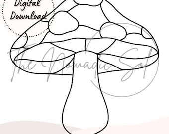 Spotted Mushroom Pattern Stained Glass PDF PNG Digital File