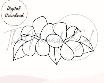 Hibiscus Flowers Pattern Stained Glass PDF PNG Digital File
