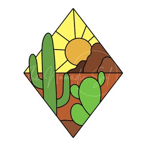 Desert Landscape Pattern Stained Glass PDF Digital File image 4
