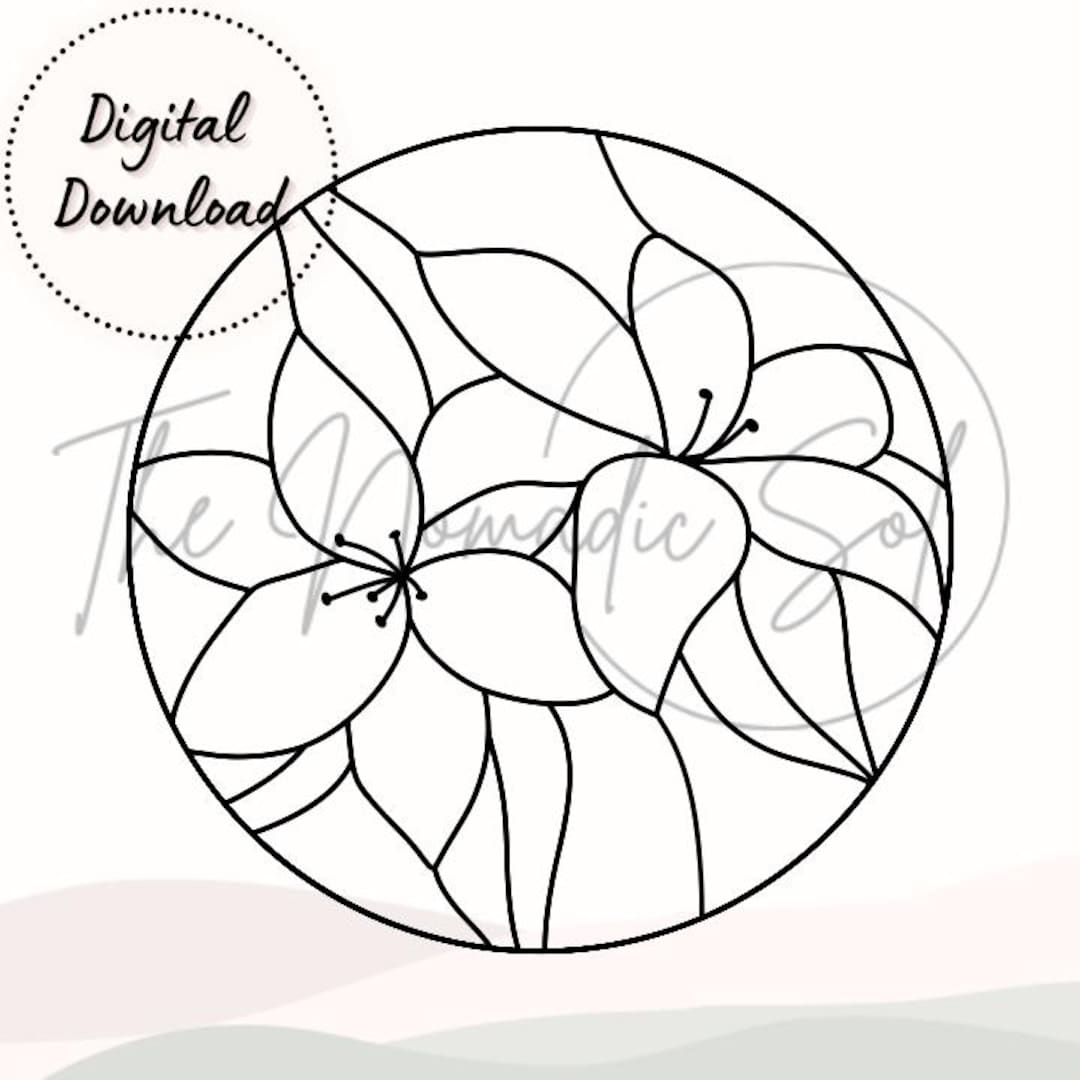 Lily Flowers Pattern Stained Glass PDF Digital File - Etsy